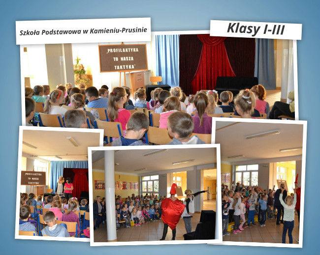 Uczniowie klas I - III w Szkole Podstawowej w Kamieniu - Prusinie